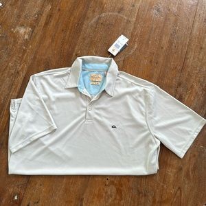 NWT Quiksilver Waterman Polo XL Sand Moisture Wicking